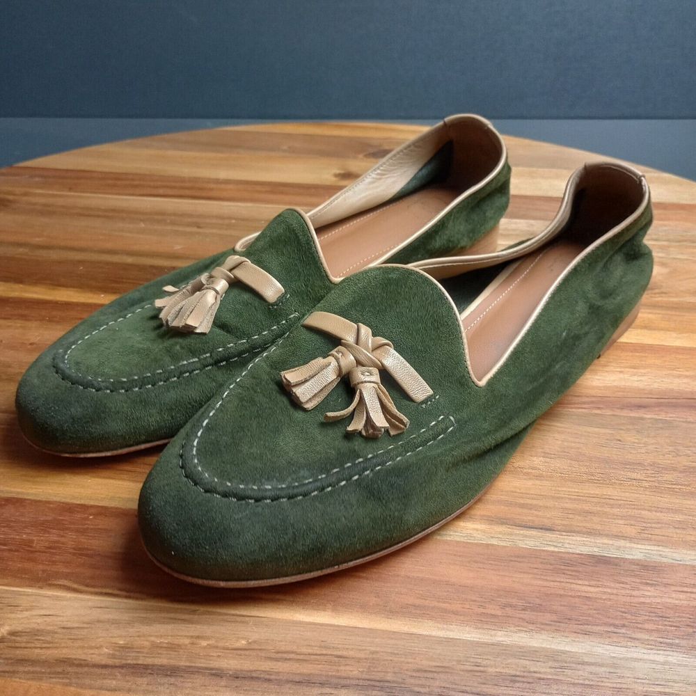 Malone Souliers Women's Green‎ Alberto Suede Luxury Loafers Shoes EU 39.5 US 9.5